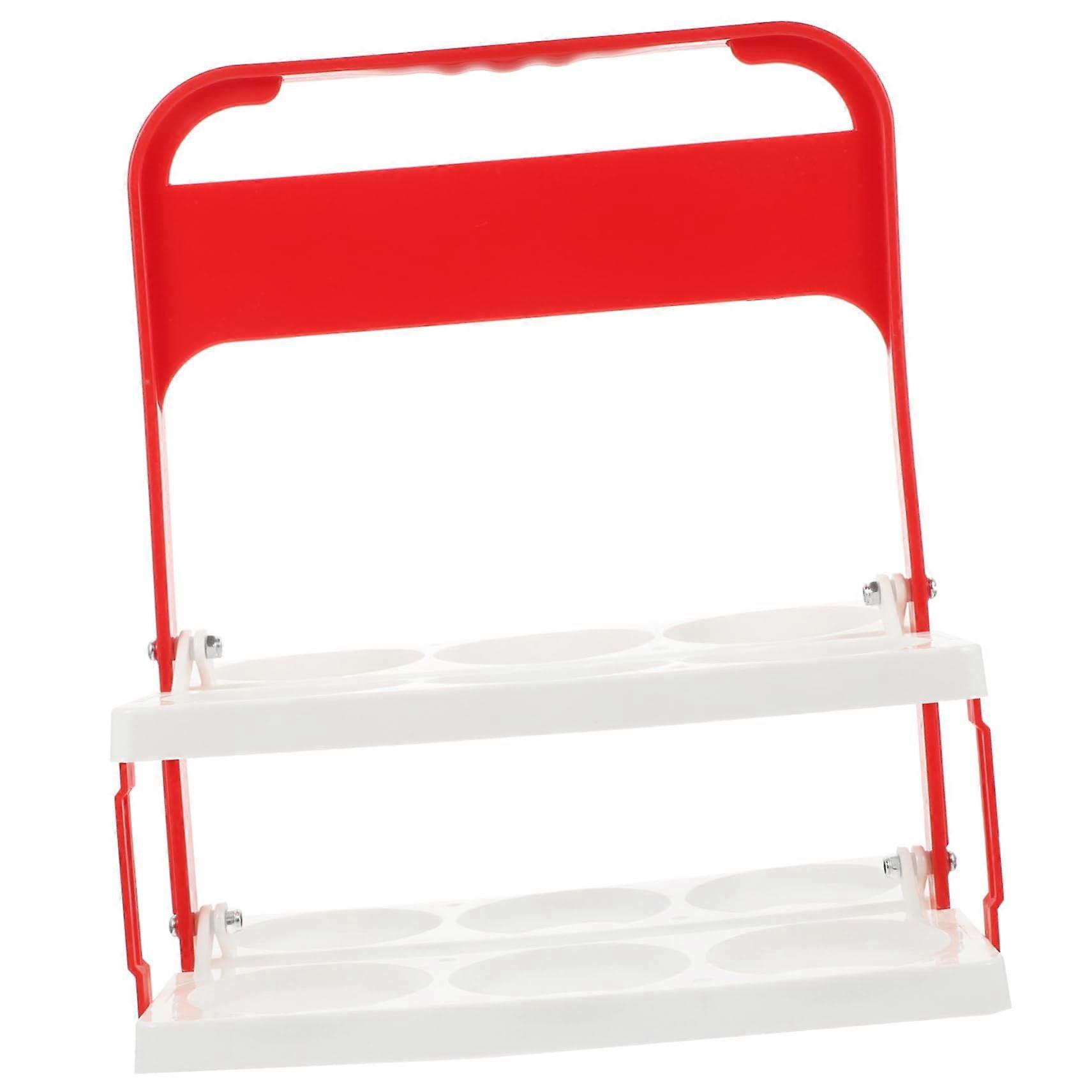 Foldable Beer and Wine Bottle Carrier with Durable Secure Hold and Compact Storage Rack Red