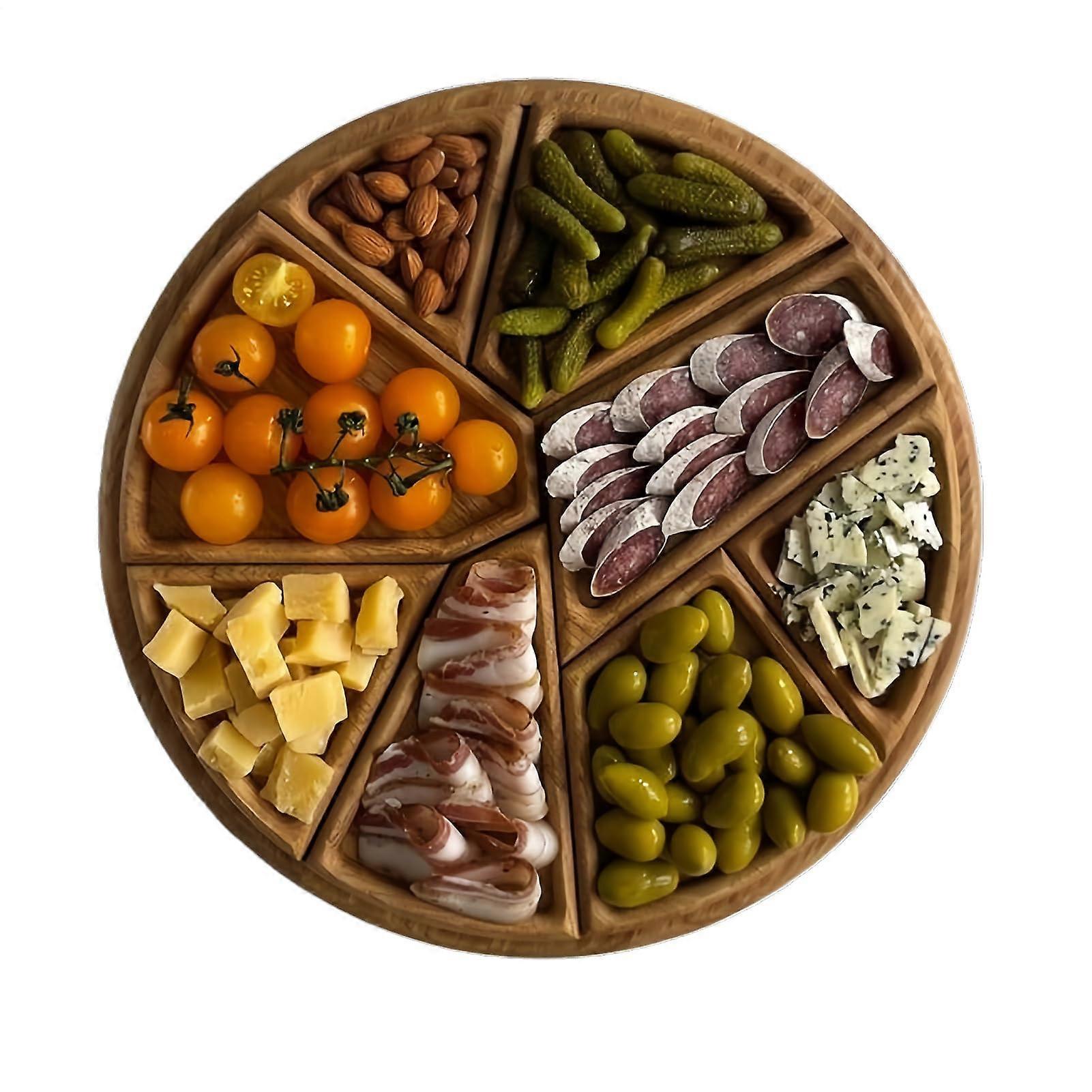 Wood Serving Tray with Removable Sections, Foldable Charcuterie Board for Party and Kitchen Use