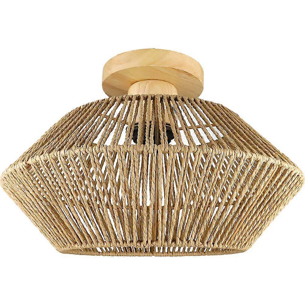 Flush Light Fixture Straw Rope Weaving Ceiling Light LED Ceiling Mounted Lamp(E27)