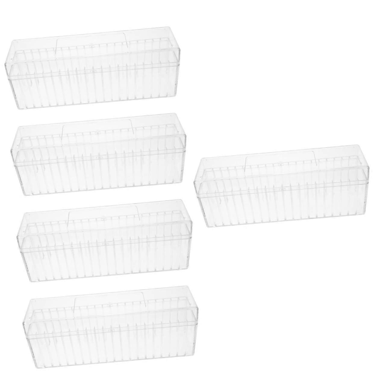5pcs Clear Plastic Storage Box Set with MultiSlot Organizer for Collectors, Durable Clear View Design