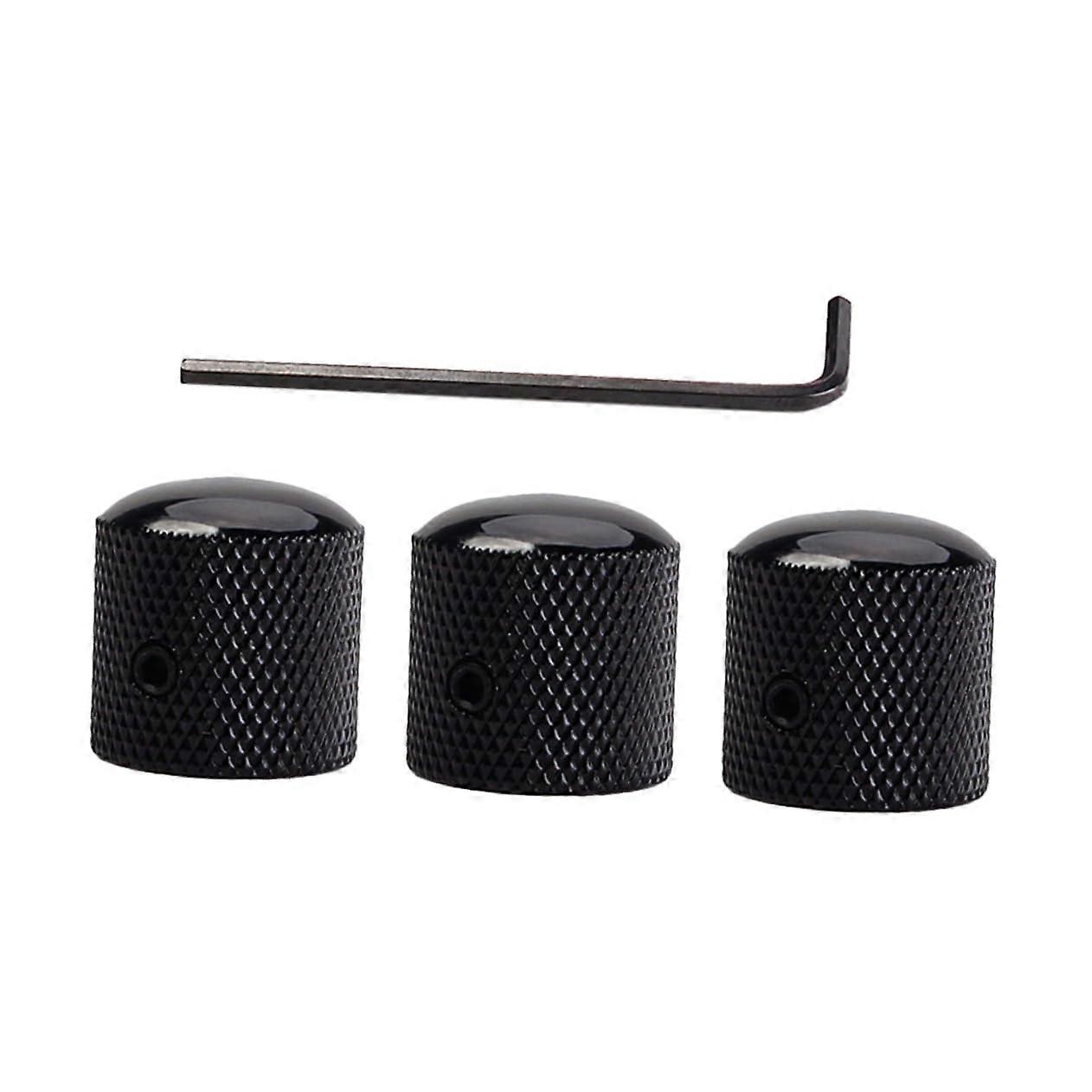 Black Dome Guitar Control Knobs for Volume Tone Bass – Durable Replacement Set