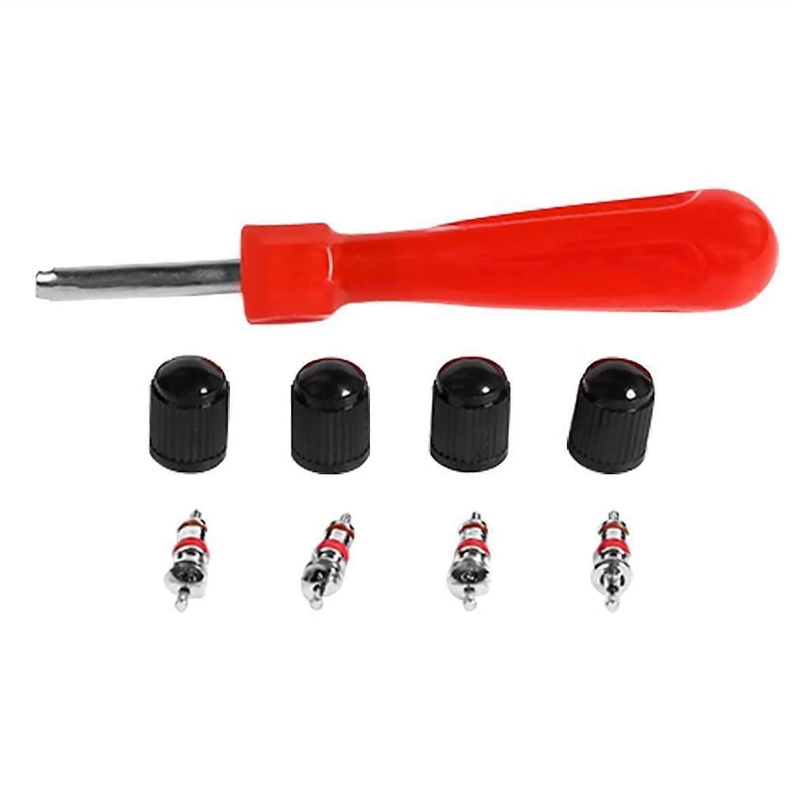 Tire  Kit with Valve Core Removal Tool for Car Bike Truck, Quick Replacement Set with Caps