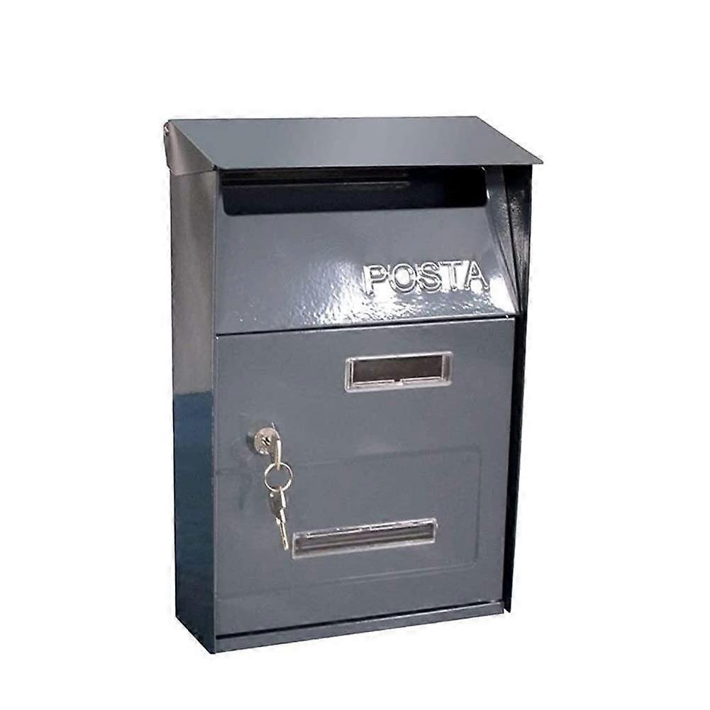 Wall Mounted Lockable Mailbox with Secure Drop Slot, Large Capacity Weatherproof Metal Design