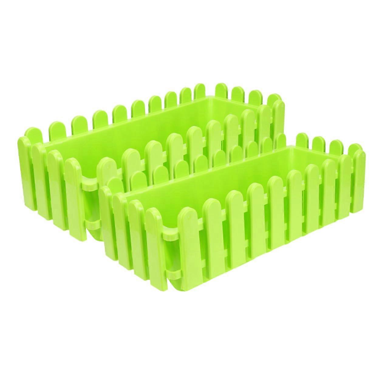 2pcs Rectangular Planter Box Set, Large Green Flower Pots for Indoor Outdoor Balcony Windowsill Plants