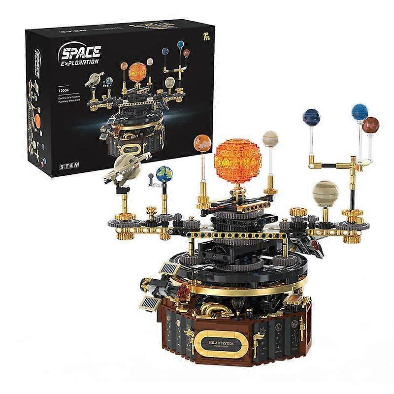 Solar System Model Kit with Electric Orbit Motion and LED Lights, 1098pcs STEM Building Set