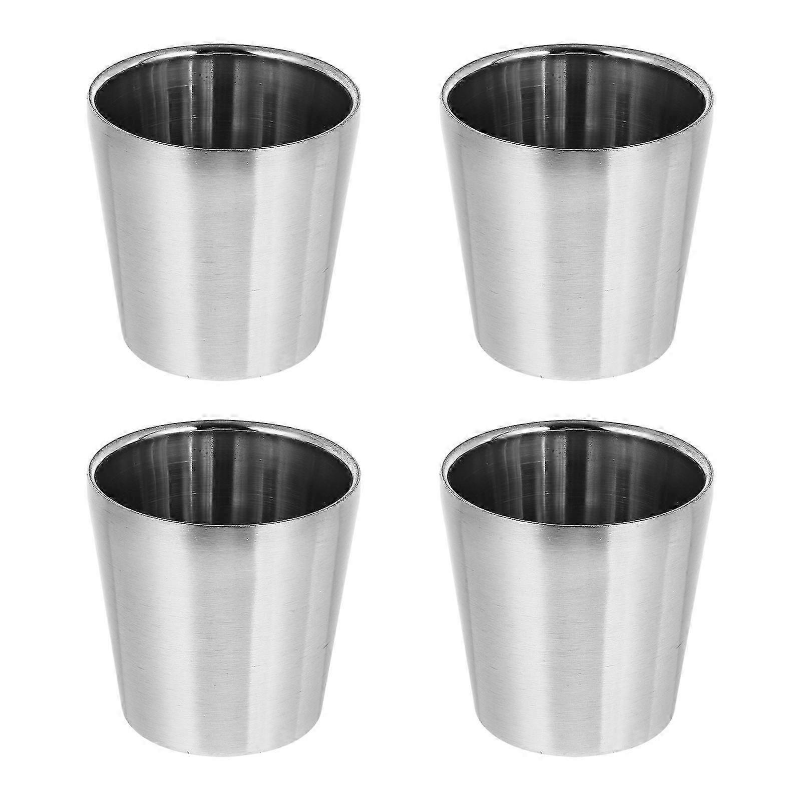 4-pack stainless steel water cups, rust-resistant, 180ml multi-functional coffee cups (silver)