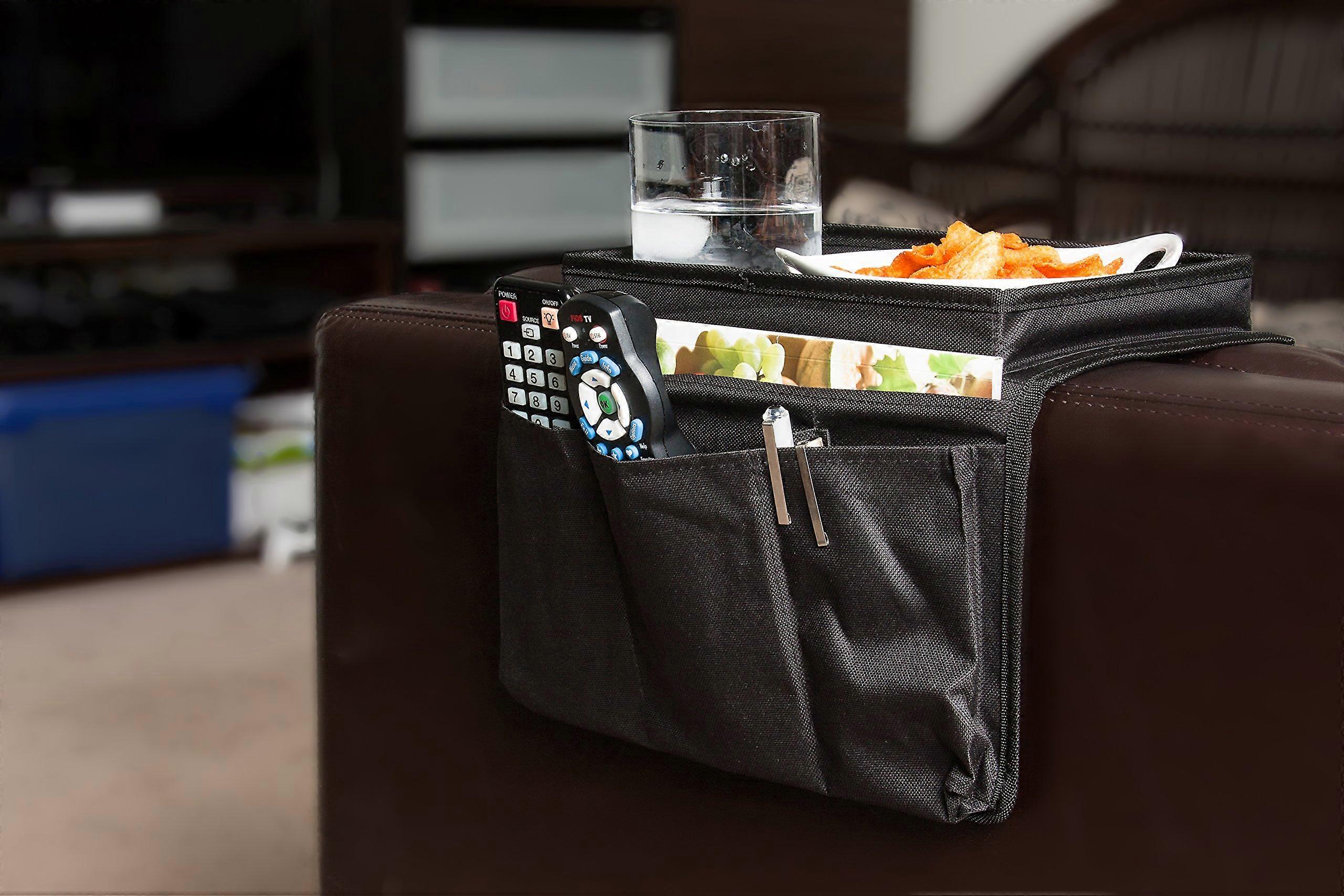 Sofa Armrest Organizer with SixPocket Storage for Clutter Living, Universal Fit, Black