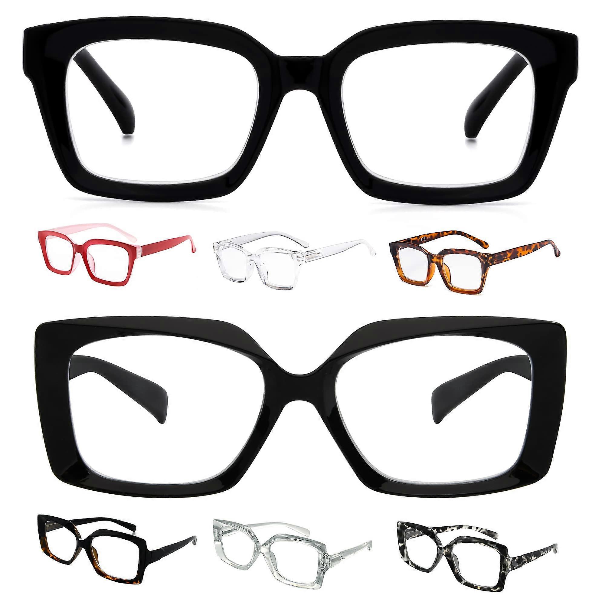 Women's Reading Glasses +4.00, 4 Pack Lightweight Comfortable Readers for Multiple Location Use