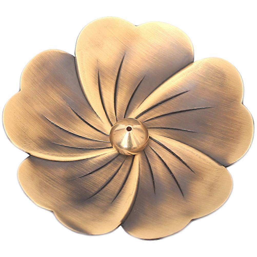 Golden Flower Pattern Incense Burner for Decor Brass Material
