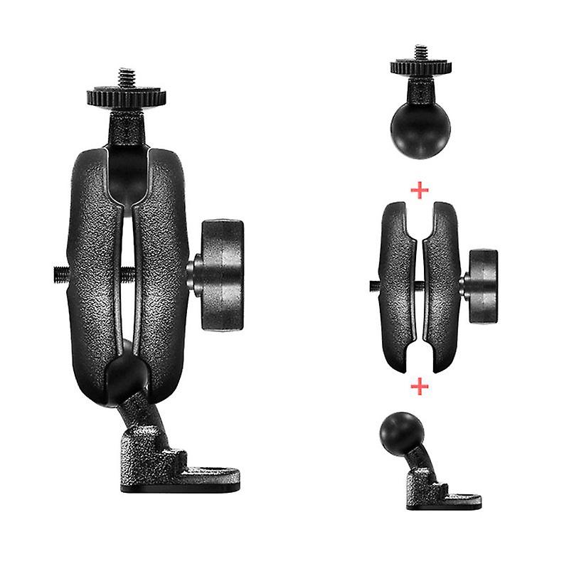 1set Motorcycle Handlebar Bike Mount Base Claw Clamp With 1 Inch Rubber Ball Double Socket Arm For Gopro Camera