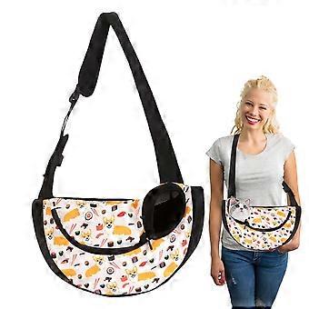 Dog Carrier Sling with Adjustable Fit and Breathable Mesh for Hiking, Beige Yellow Pet Travel Bag
