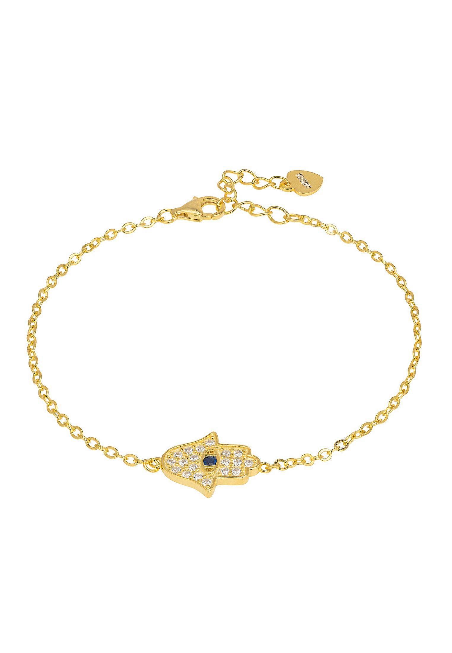 Hamsa Hand With Evil Eye Bracelet Gold