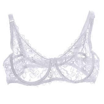 lulshou Women's Sexy Bra Transparent Sexy Gathering Bra Steel Ring Gathering Bra Underwear Daily Bra (White, XL)