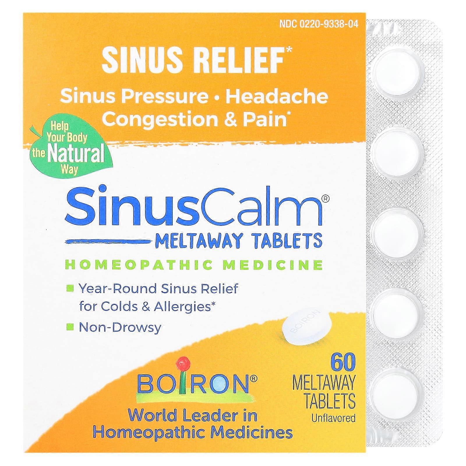 Boiron, SinusCalm, Sinus Relief, Unflavored, 60 Quick-Dissolving Tablets