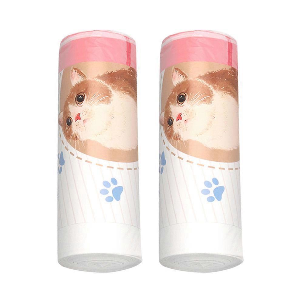 Cat Litter Bags Plastic Drawstring Storage 2 Rolls for Convenient Cleaning