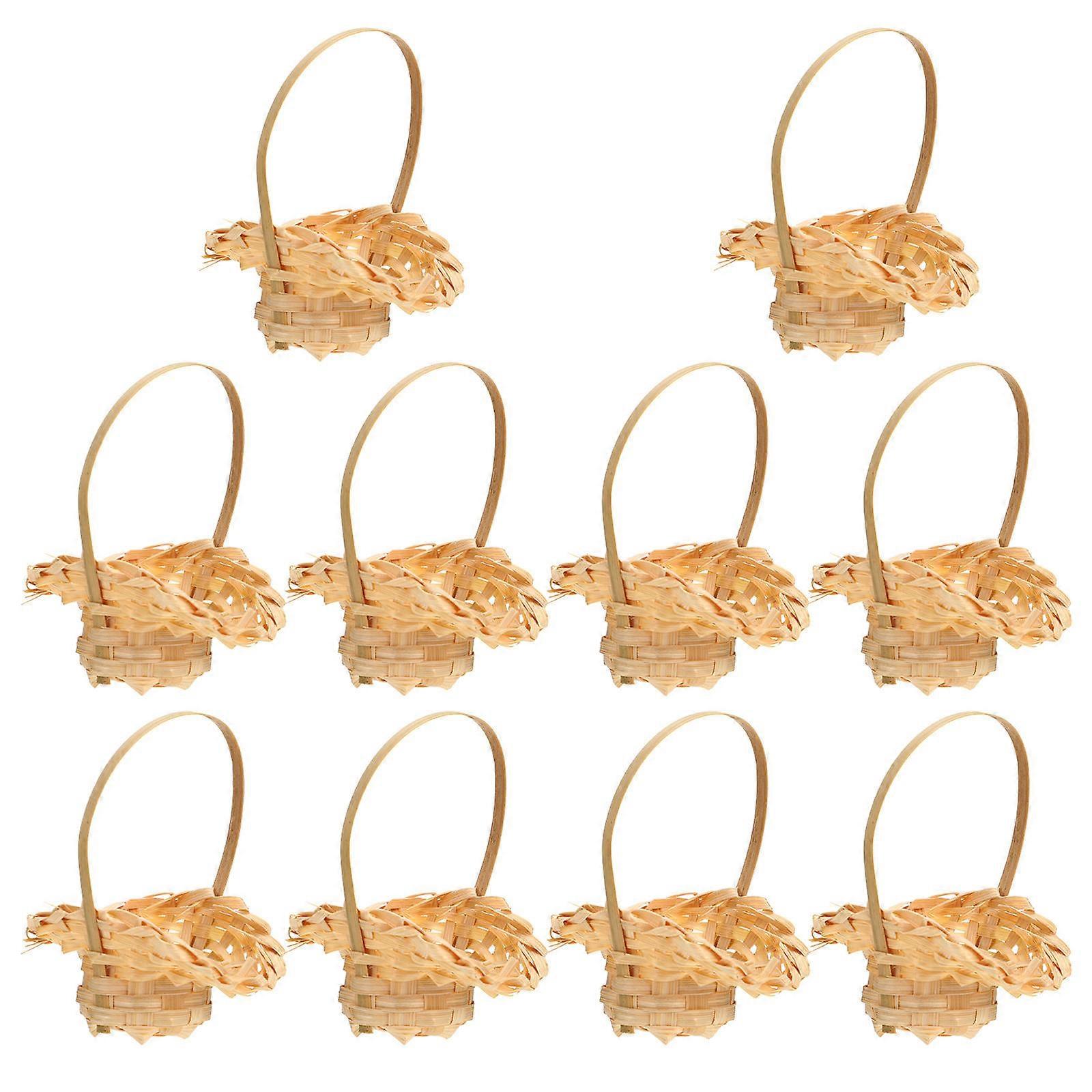 Woven Flower Basket Mini Basket for Multi-Function Use 10Pcs Hand-Held Baskets