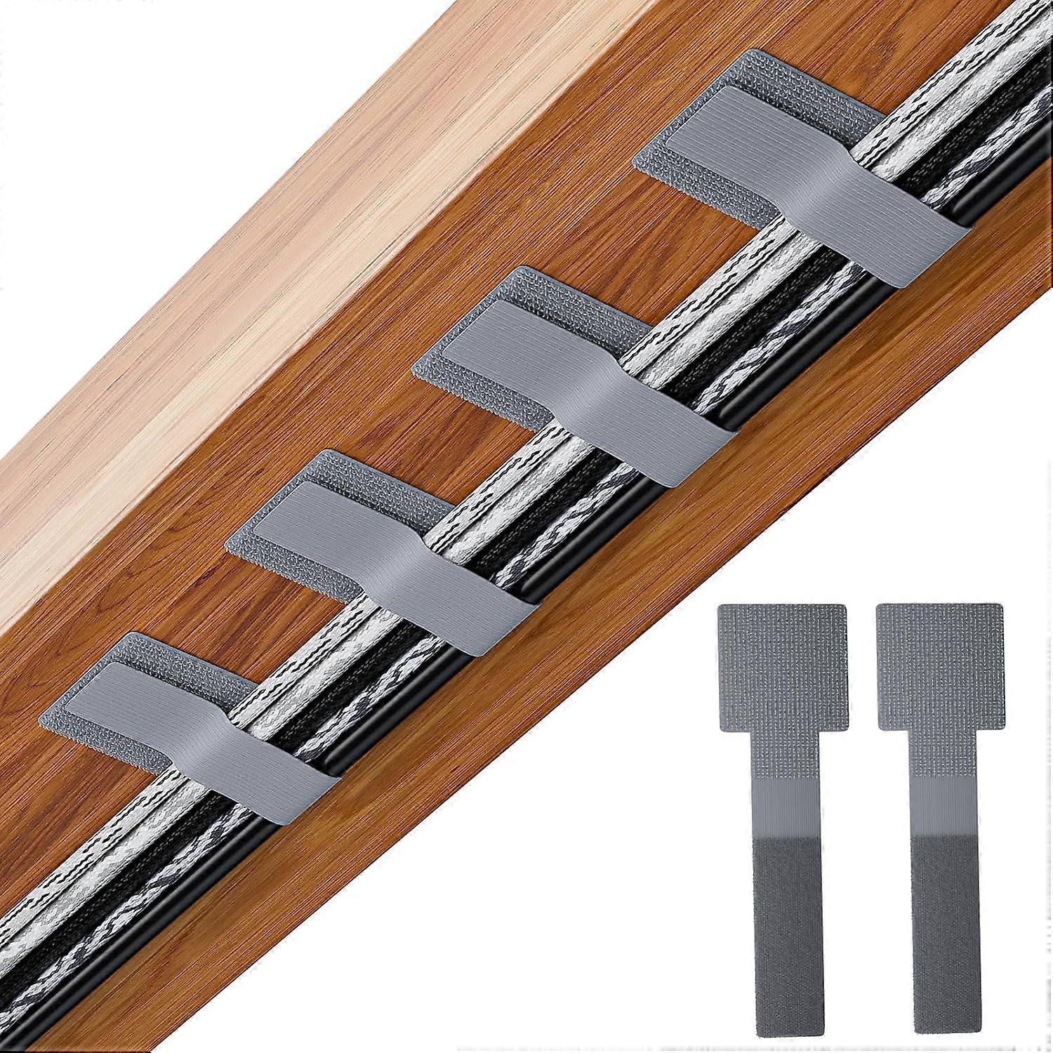 100pcs Hook and Loop Cable Ties, Adhesive Wire Management, Adjustable Cord Wrappers, Grey