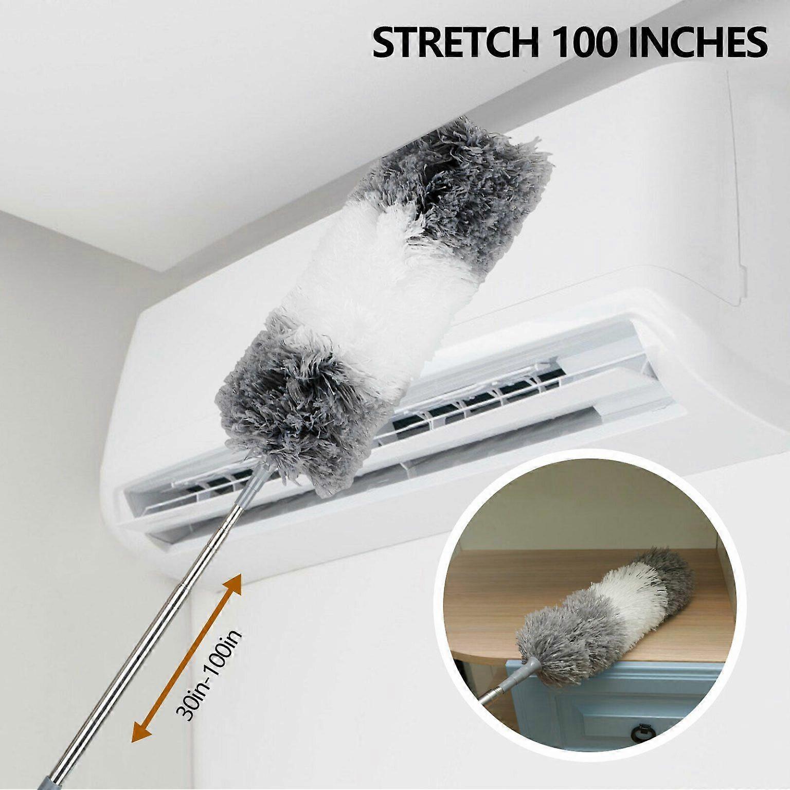 100'' Retractable Microfiber Ceiling Fan Duster Cleaner - Extendable, Washable, Bendable for Easy Dusting!