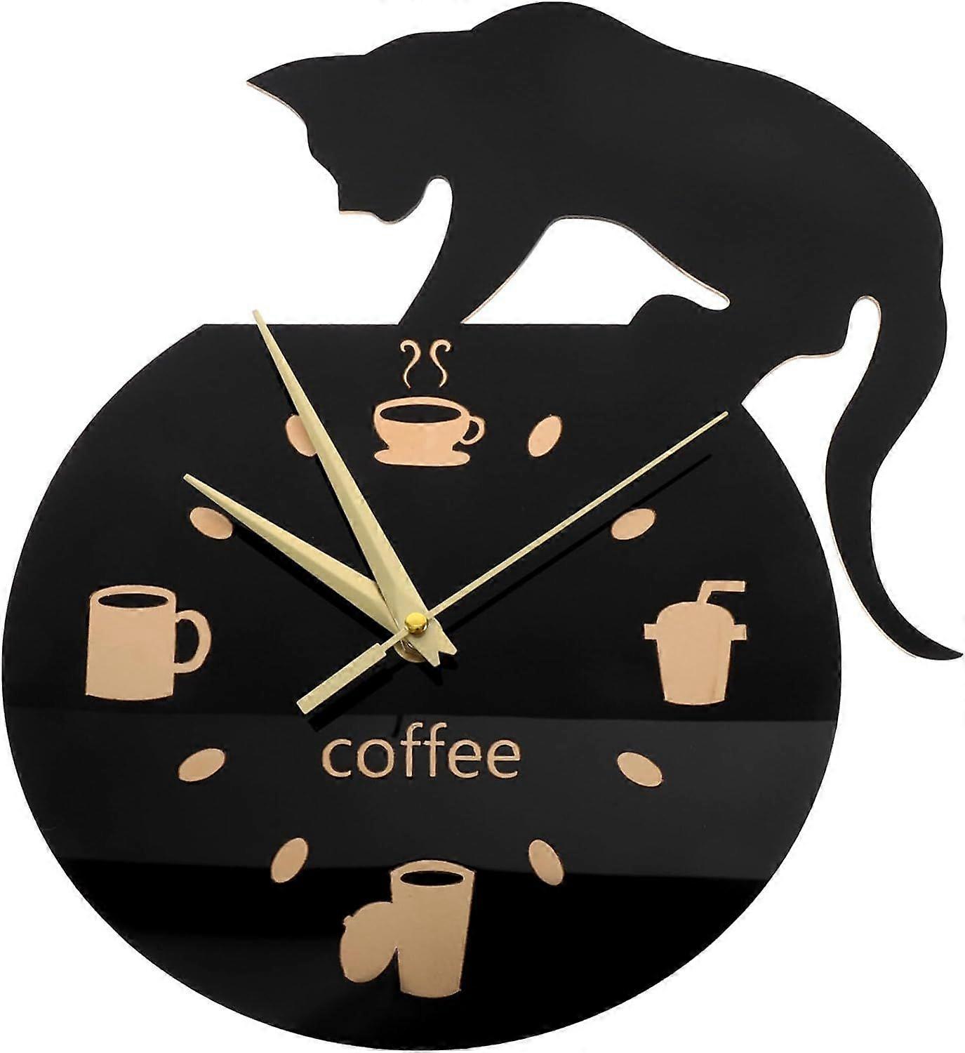 Clock cat kit Kitty Clocks Wall Clock Climbing Cat for Drinking Coffee Clock Wall Decor Clock