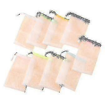 10 Pcs Soap Pouch,drawstring Foam Net Sack(color Random)