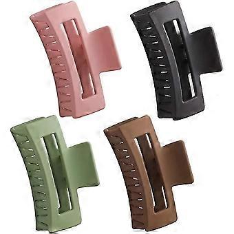 Clips de garra de cabello Cuadrado Antideslizante Captura Barrette Strong Hold Hair Jaw Accesorios para mujeres Niñas 4pcs, hair Jaw Clips Green + pink + coffee + black) (4pcs
