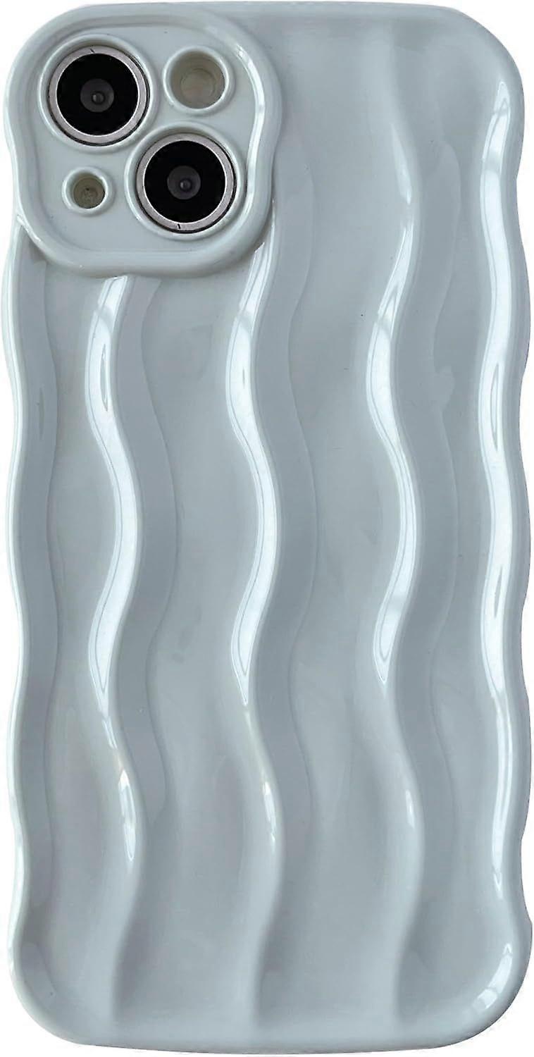Water Ripple Pattern Curly Wave Frame Soft Compatible with iPhone Case (Grey,iPhone 14)