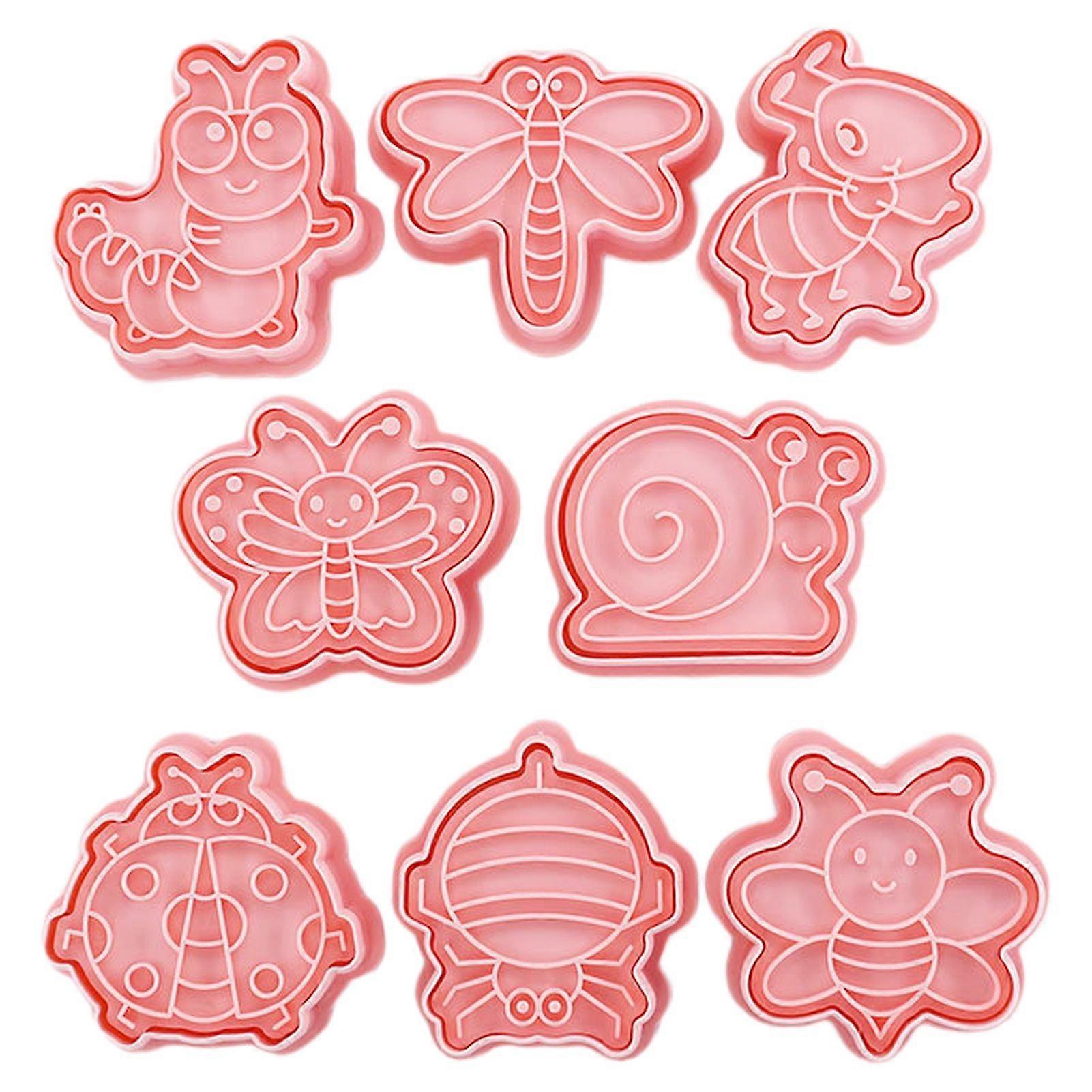 8Pcs Biscuit Mold Flexible Quick Release PP Insect Shape DIY Baking Mold Kitchen Tool KAESI