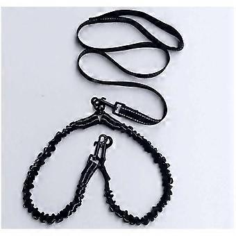 Double Dog or Pet Leash - Reflective Elastic Material - 360° Shock Absorption - Tangle Free - Walking/Training with Two Dogs - Poop Bag Included