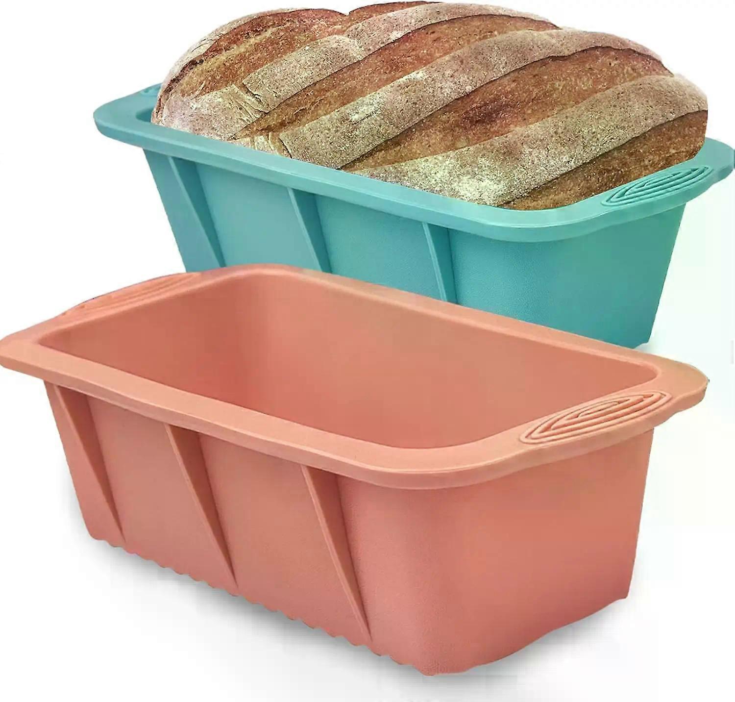 Silicone Bread Loaf Pan, 2 Rectangular Non-Stick Baking mould Pans compatible with Oven, Bread, Cake, Easy Release