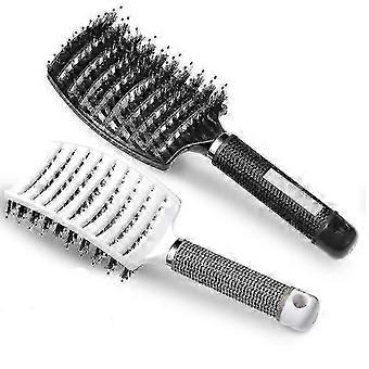 2 Pieces Hair Brush, Wild Boar Bristles With 4 Pieces Hair Clip. Brush For Thin Hair, Hair Brush For Women And Men