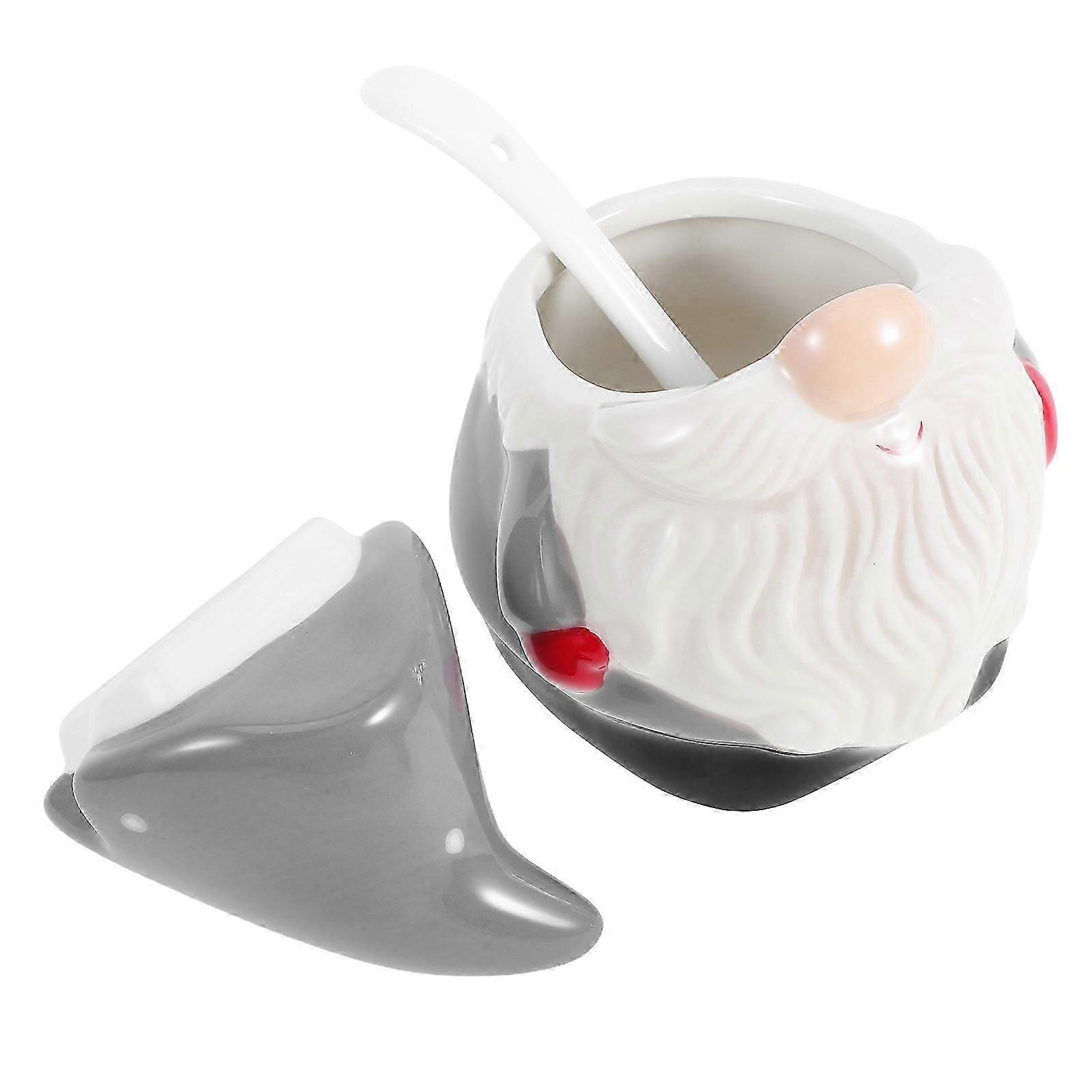 1Pc Ceramic Spice Jar Creative Santa Pattern Condiment Jar Kitchen Decor