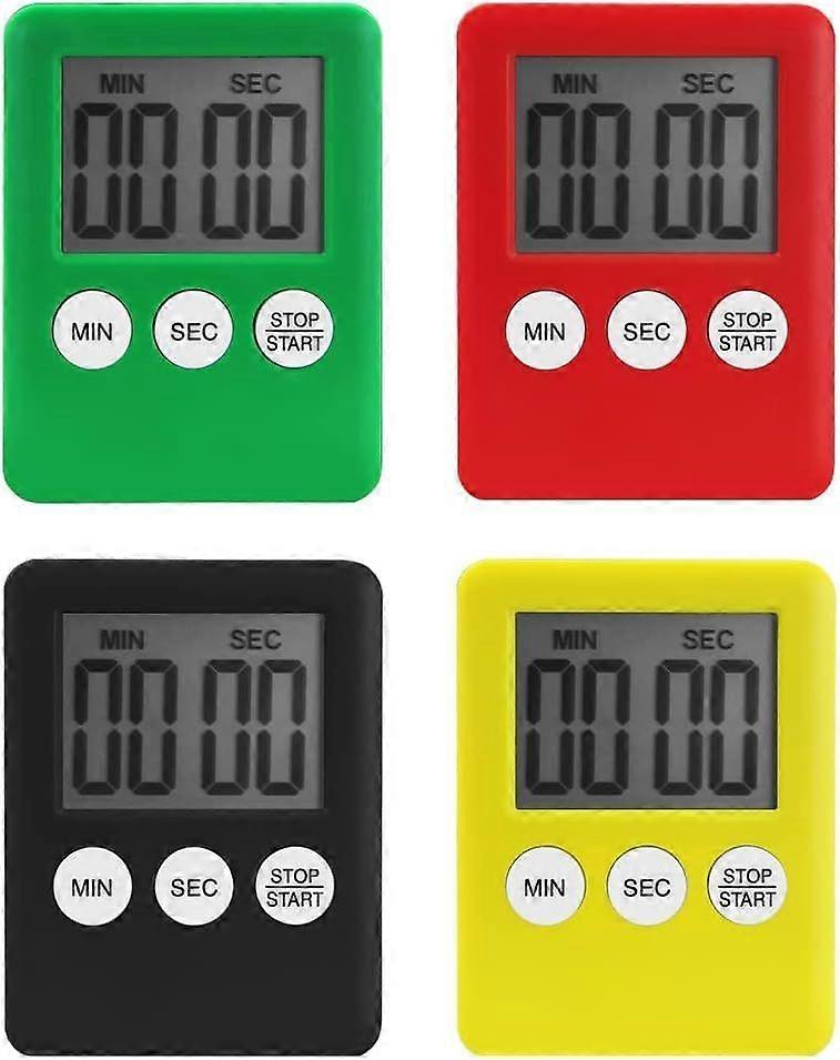 Kitchen Timer 4 PCS,Digital Minute Countdown Timer,4 Color Stopwatch Magnetic Time Timer Alarm Clock For Kitchen