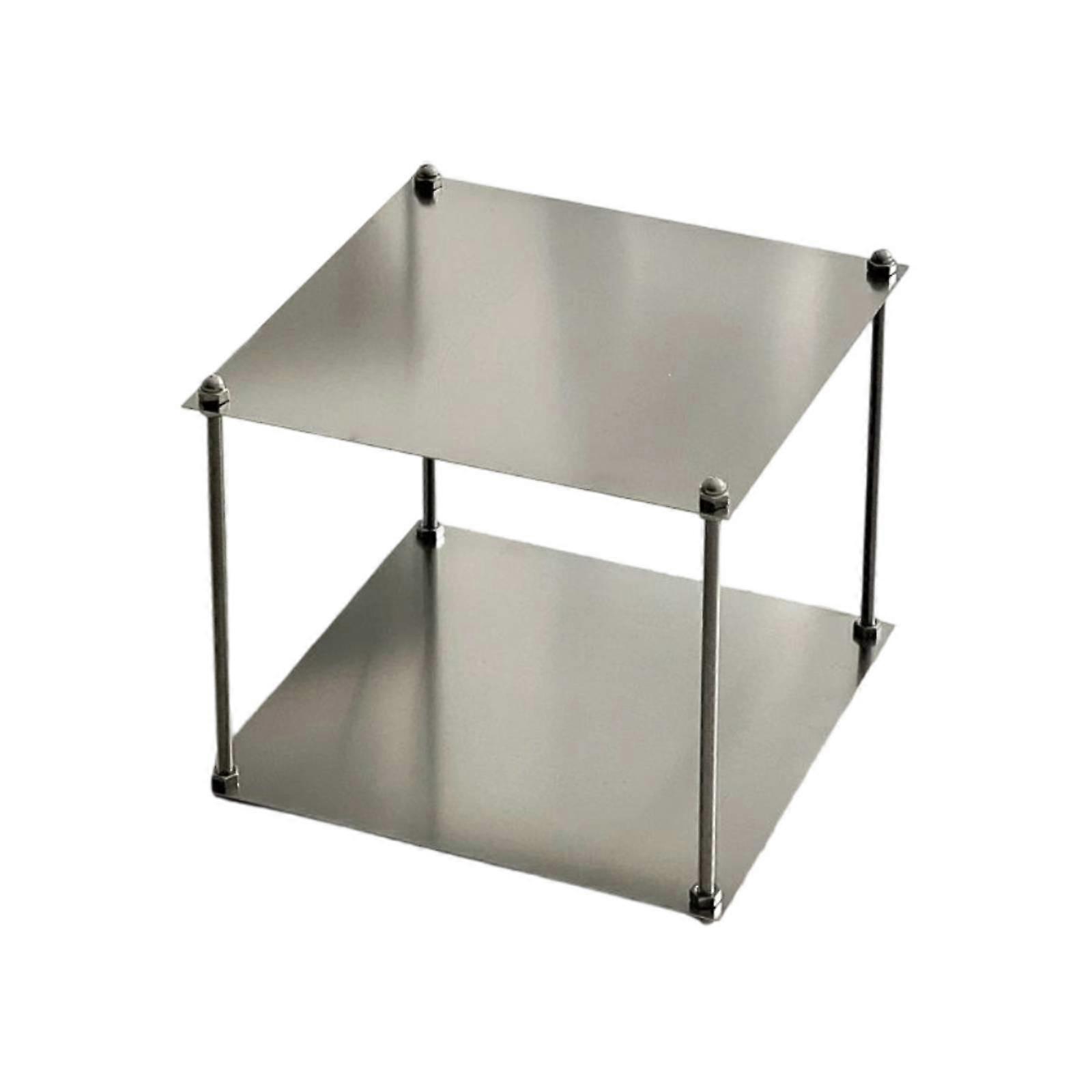 Minimalist Modular Side Storage Rack | Brushed, Stainless Metal Side Table, for
