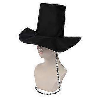Chapeau noir d'Halloween pour homme, style Jinu, avec perles, idéal pour le cosplay et les spectacles d'Halloween traditionnels.