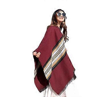 Pashmina Scarf Warm Shawl Wrap Open Front Poncho with Tassel for Lady