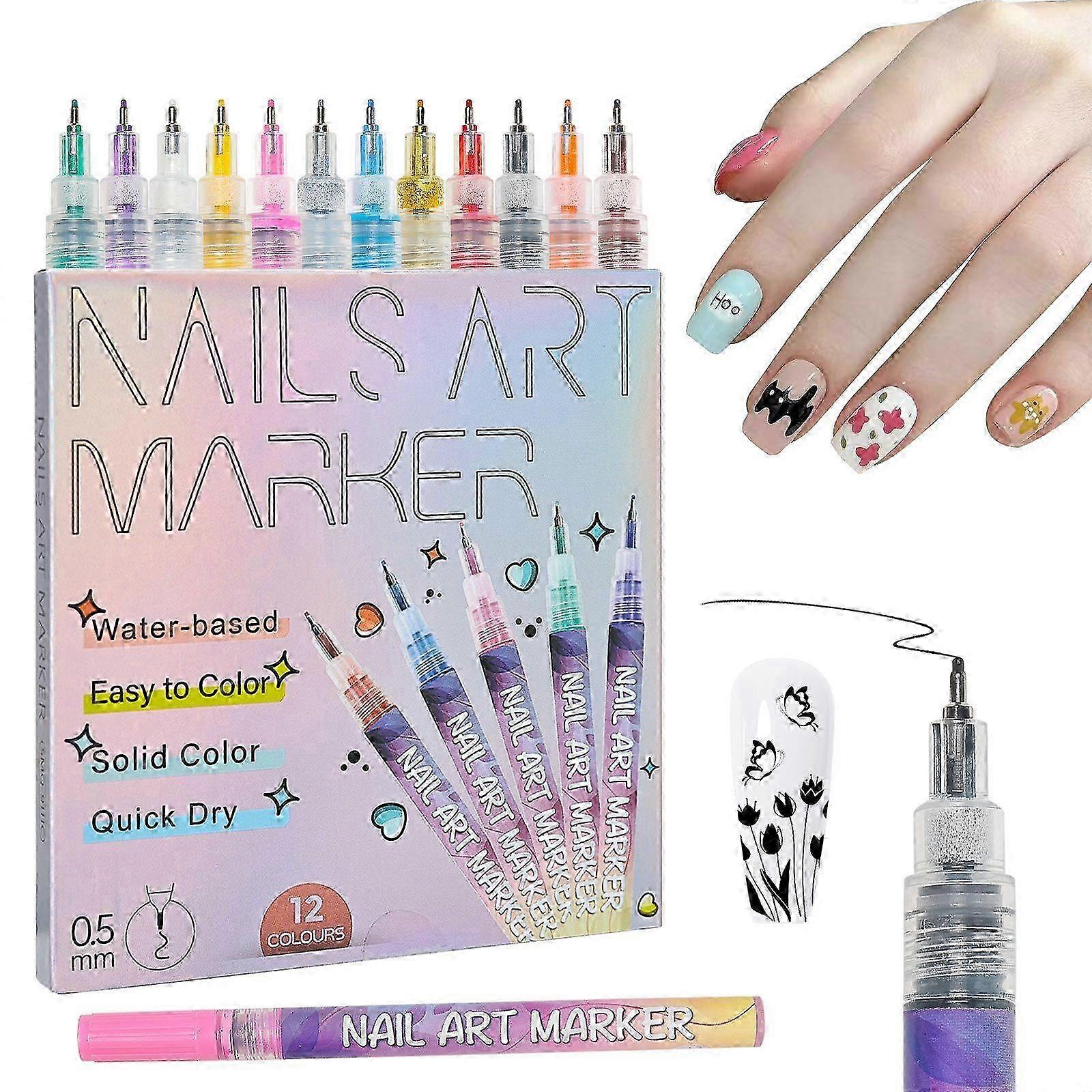 12-Colour Nail Art Marker Kit