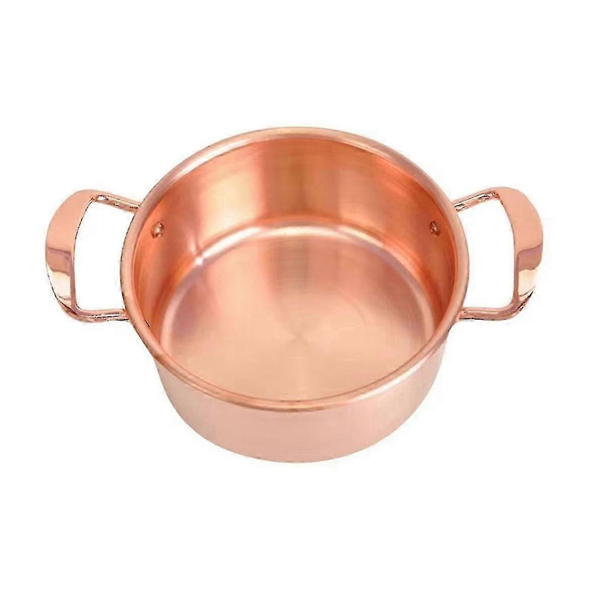 Copper Double Handle Soup Pot - Induction Compatible, Even Heating, Easy to Clea