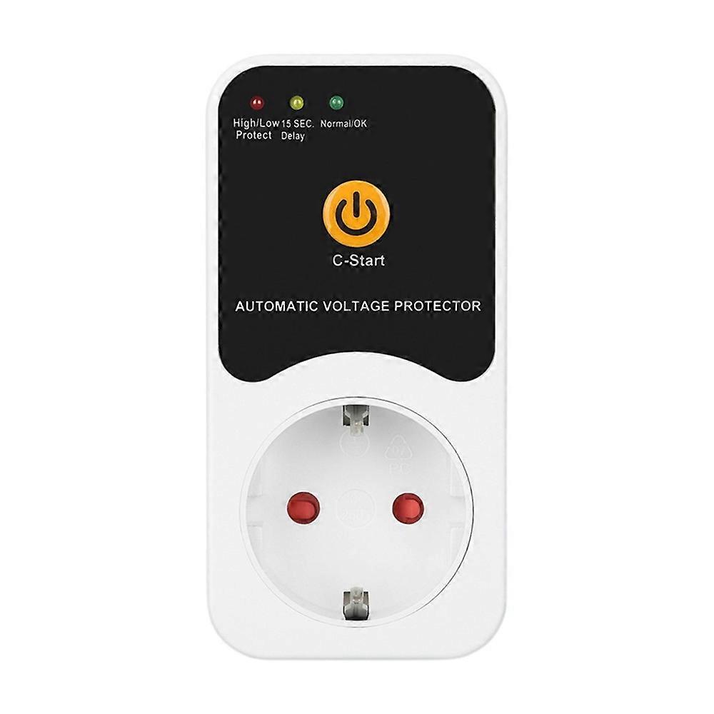 16A Voltage Protector Socket with Digital Display and Countdown Timer Multifunctional High/Low Voltage Protector EU Plug