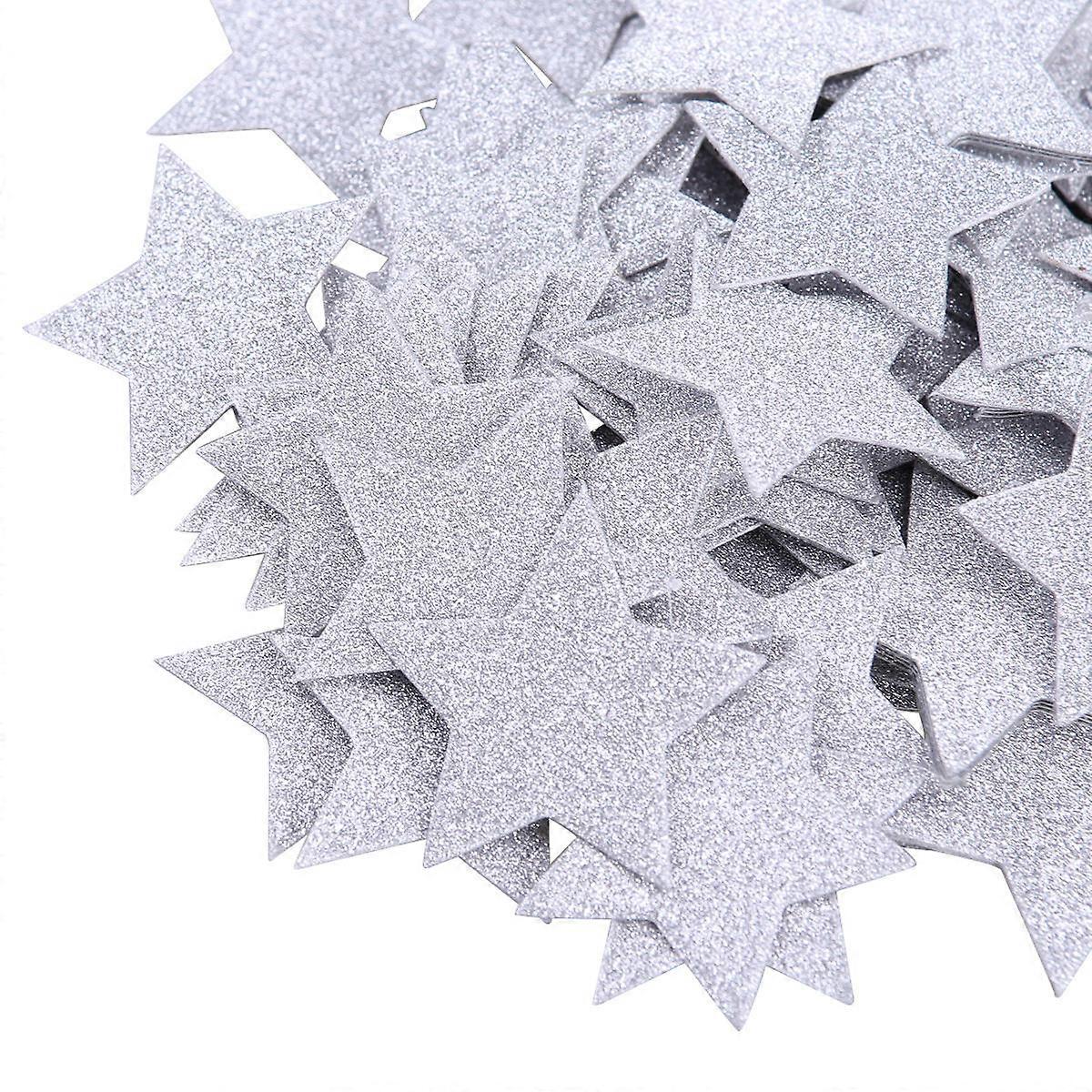Confettis argentés en forme d'étoiles à cinq branches pour la décoration de table (100 pièces)