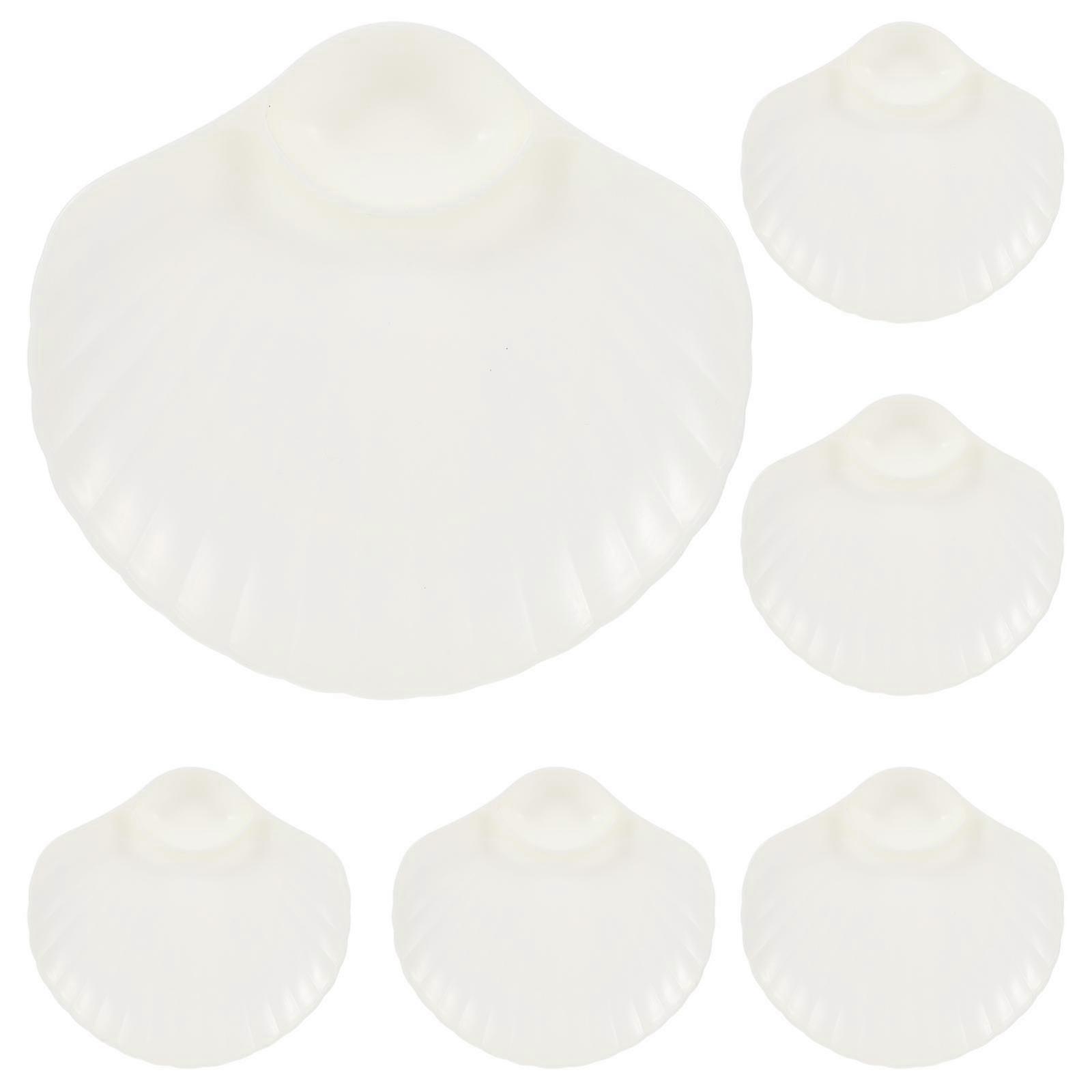 6Pcs Dumpling Dipping Plate Reusable Sushi Plate Dumpling Dipping Dish Shell Shape Plate