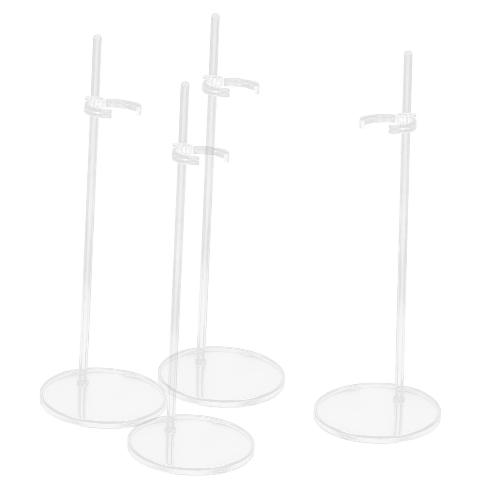 4 Pack Clear Doll Stands Adjustable Display Holders for Action Figures Easy Snap Assembly
