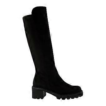 Women's Paul Green 8289-000 | Black Suede | Ladies Mid Heel Stylish Knee High Boots