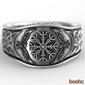 Viking Nordway Celtic Knot Vegvisir Compass Crow Rings Fashion Vintage Amulet Shield of Awe Symbol Rings for Men Punk Jewelry, Us 10 434.