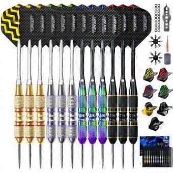 12-delige set stalen tip darts met koffer, 22/24 gram met extra flights