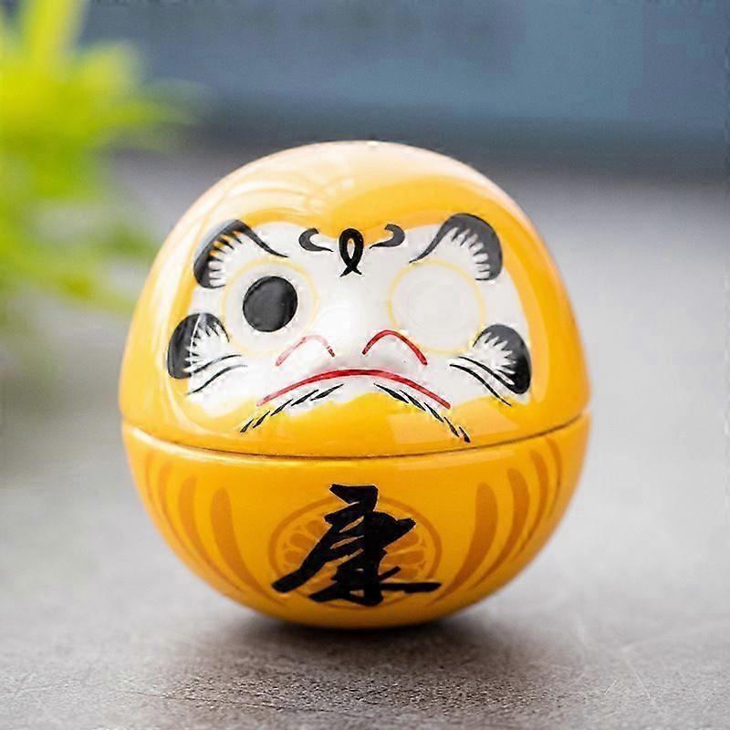 Traditional Red Daruma Ceramic Pair