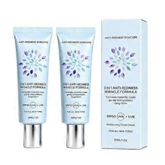 Lightweight Natural Makeup Base for Daily Face Care 2PCS SPF50 3-in-1 Tinted Face Cream 30ml tskj26s Anti-Redness Skincare Moisturizer