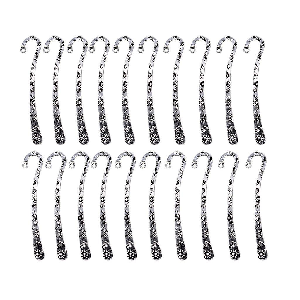 20Pcs Tibetan Silver Blank Beading Bookmarks Daisy Flowers Loop DIY Making