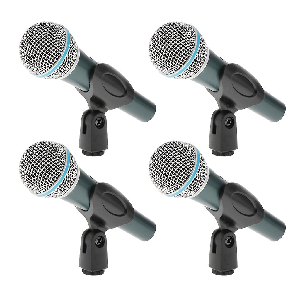 4PCS Professional Handheld Microphone Dynamic w/ Stand for Vocal/Instrument