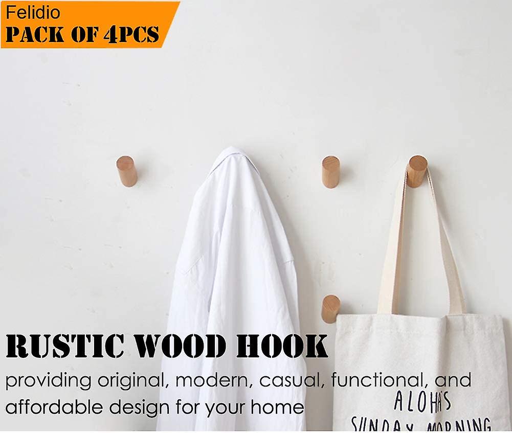 Bathroom Hook Beech Wood Wall Hooks, Set Of Wall Hooks Rustic