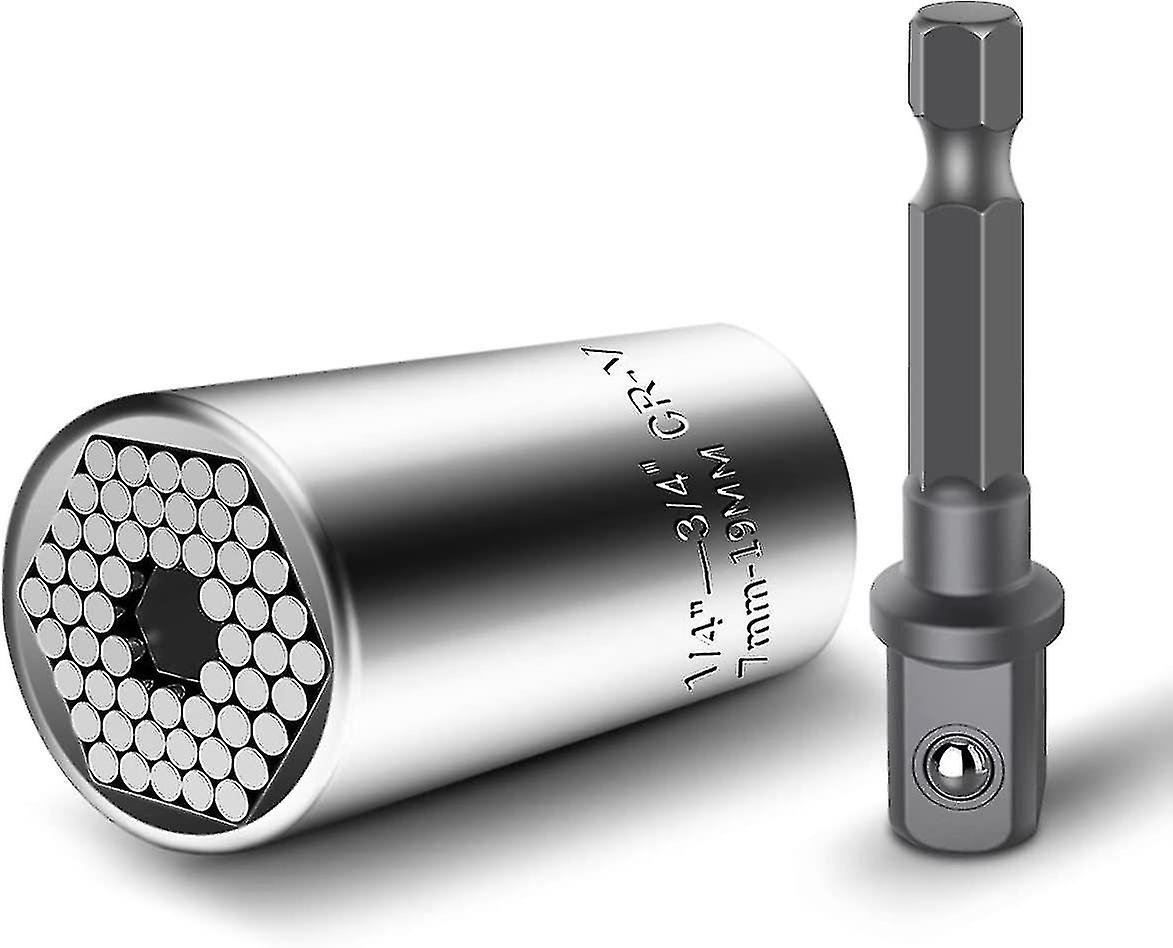 2-pack Universal Socket, Socket Wrench Set Gator Grip 7-19mm Multipurpose Hand Tool Auto Industry Universal Repair Tool